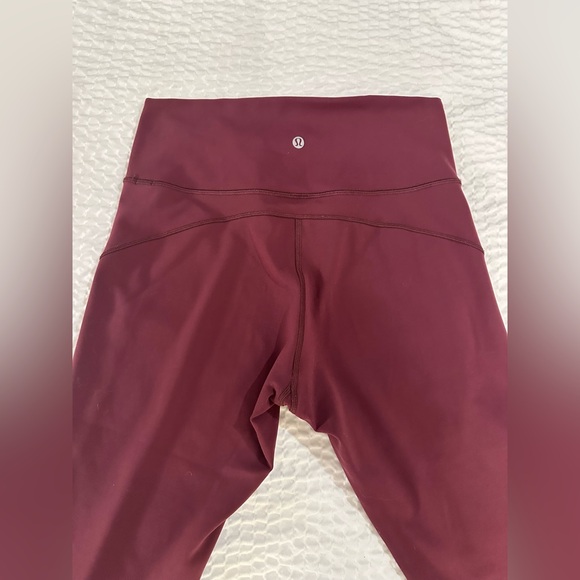 Lululemon In Movement Burgundy Crop Everlux Redwood Leggings 10 - Picture 7 of 9